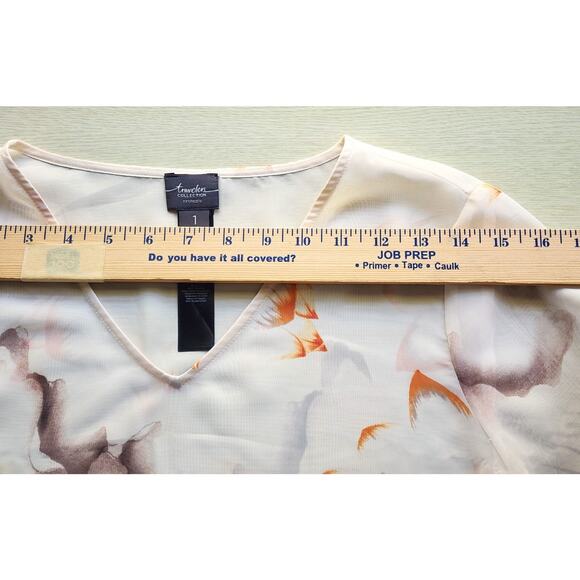 TOP/BLOUSE-CHICO'S-Traveler's Collection-Sheer-V-Neck-3/4 Sleeves-Size 1/SMALL - Picture 6 of 14